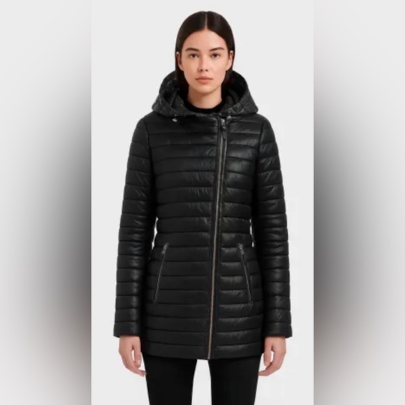 Atelier Noir Jackets & Blazers - Atelier Noir by Rudsak Cortina Black Duck Down Quilted Coat Lamb Leather Trim L